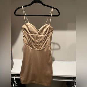 Champagne gold corset mini dress from dynamite.